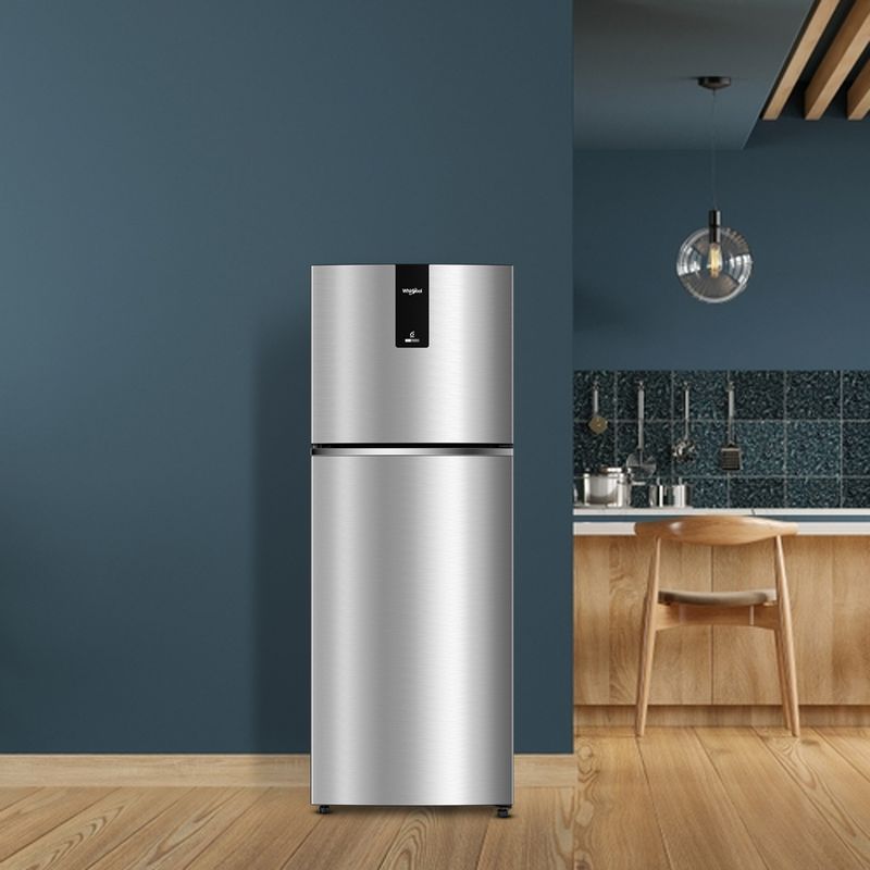 Whirlpool 235L 2-Star Frost Free Double Door Refrigerator | 6th Sense DeepFreeze Technology | Microblock Bacterial Protection | Honeycomb Crisper | Fixed Speed Compressor| Auto-Inverter Connect- (Titan Steel, 22099)