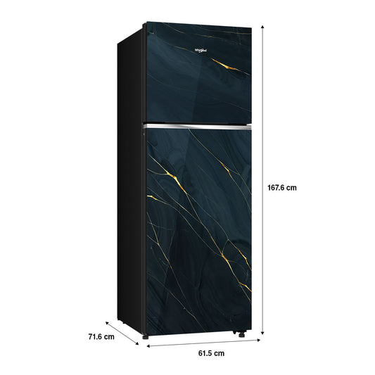 Whirlpool 308L 3-Star Inverter Frost-Free Refrigerator with Convertible & Nutri lock Technology, Black Glass Finish (22214)