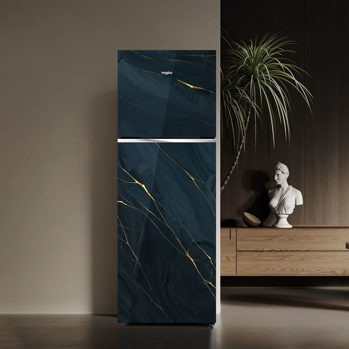 Whirlpool 308L 3-Star Inverter Frost-Free Refrigerator with Convertible & Nutri lock Technology, Black Glass Finish (22214)