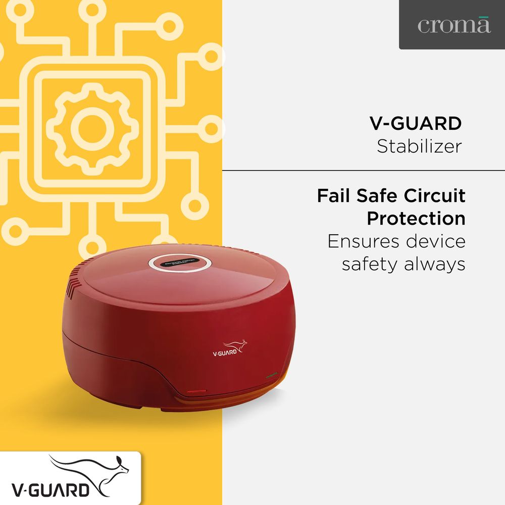V-GUARD 2 Amps Voltage Stabilizer For 300 Litres Refrigerator,135 - 280 V, Fail Safe Circuit Protection, VG 50(Red/White)