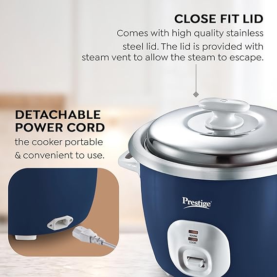 Prestige Electric Rice Cooker - Cute 1.8-2 SS (1.8 L Open Type, with Stainless Steel Cooking Pan - 2 Unit)-41139