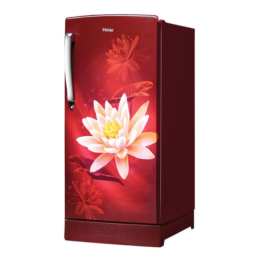 Haier 175L 2 Star Direct Cool Single Door Refrigerator With Toughened Glass Shelf - HRD-1962PRL (Red Lotus)