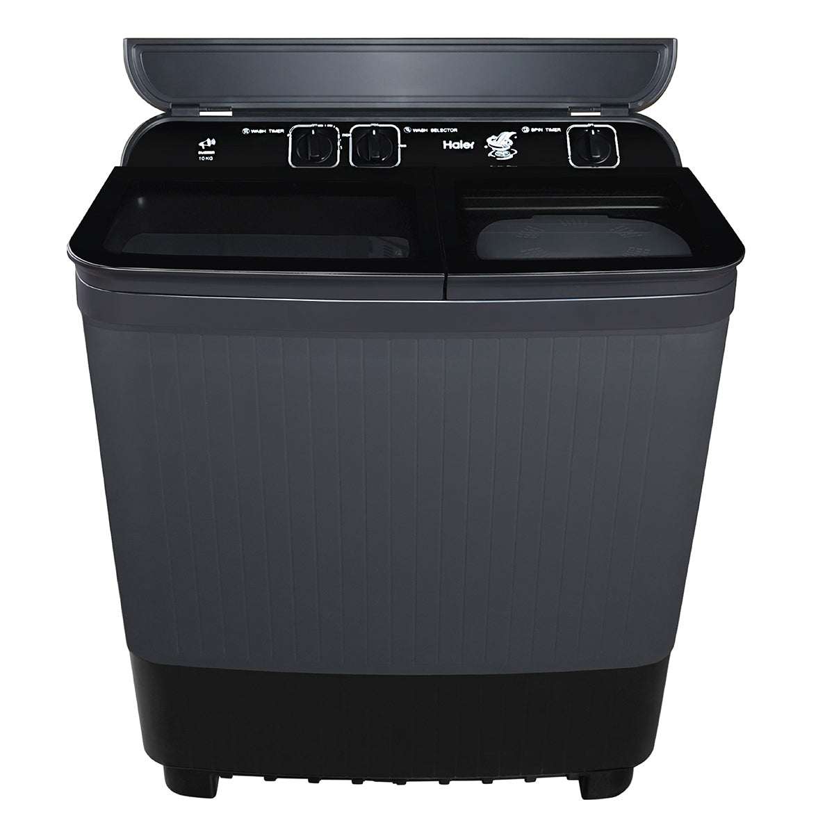 Haier 10 Kg 5 Star Toughened Glass Soft fall Technology Semi Automatic Top Loading Washing Machine -HTW100-178BKN