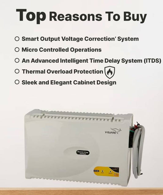 V-Guard VG500 Stabilizer for 2 Ton AC Working Range: 170V-270V