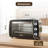Prestige Oven Toaster Griller 16L with Barbeque Rack & Skewers (POTG 16A) | Stainless Steel Built-in OTG | 3 Function Controls & 60-Min Timer | Non-Induction Base-42341