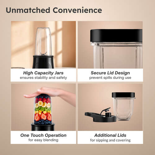 Prestige Nutri-Zen Mixer Grinder with 3 Polycarbonate Jars | Powerful 800W motor | Unbreakable polycarbonate jars | Multipurpose transparent jars | Sipper lid and cover lid for convenience | 20,000 RPM for quick grinding | Push Button Control-43169