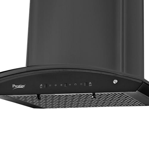 Prestige Vista Deluxe 600 Kitchen Hood | 60cm T-Type Chimney | 1200+ CFM Suction | Heat Auto-Clean Technology | Revolutionary Motion Sensor | Filterless | Toughened Glass & SS Oil Collector | Black-41849