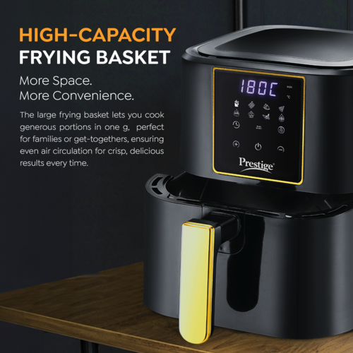 Prestige Nutrifry 4.5L Digital Electric Air Fryer (1200 Watts) | 80% Less Oil Consumption for Healthy Cooking | Durable ABS Plastic Body, Non-Induction Base | Compact 33cm Design | Model: Nutrifry 4.5 L-41411