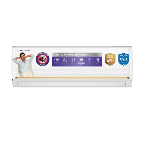 Voltas 1.5 Ton 3 Star Inverter Split AC (183 Vertis Zenith Gold, 4504086) | 6 Step Adjustable Mode, 5100W Cooling, 100% Copper, 4-Way Swing, Ice Wash & Turbo Tech, Hydrophilic Gold Fin Coating, Super Silent Mode