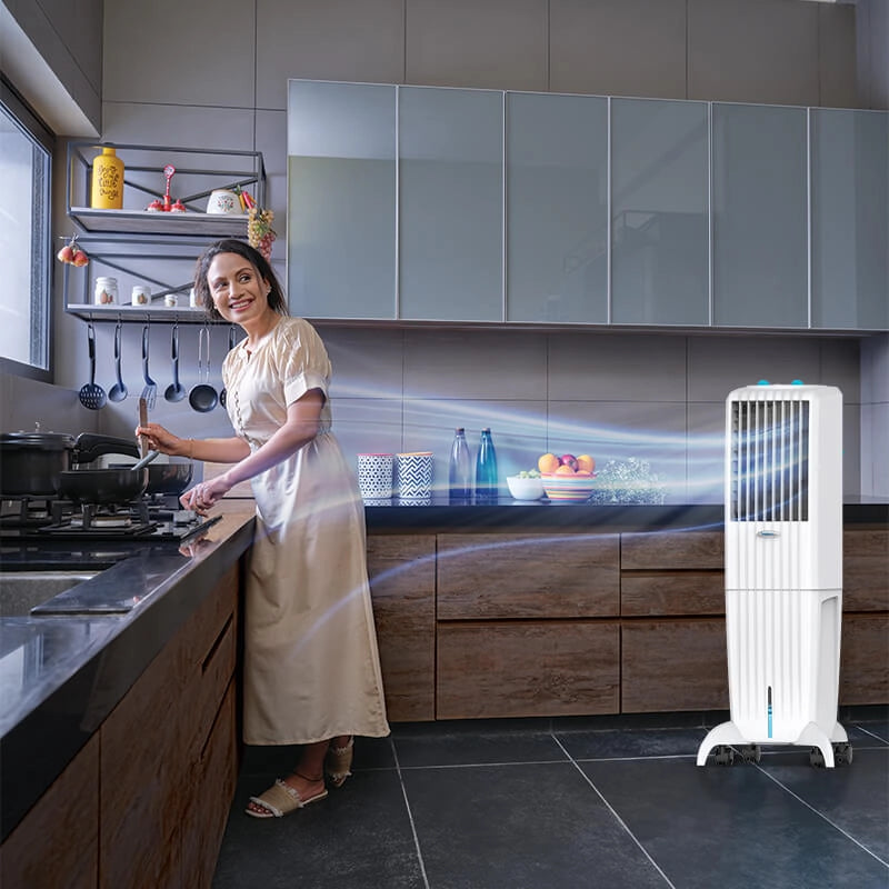 SYMPHONY DIET 35T Personal Tower Air Cooler | Slim & Tall Design | 35-Litre Tank Capacity | 165W Power Consumption | Suitable for Rooms up to 15 m² | Auto Louver Movement | Powerful Blower | Cellulose Cooling Media | Cool Flow Dispenser