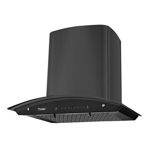 Prestige Vista Deluxe 600 Kitchen Hood | 60cm T-Type Chimney | 1200+ CFM Suction | Heat Auto-Clean Technology | Revolutionary Motion Sensor | Filterless | Toughened Glass & SS Oil Collector | Black-41849