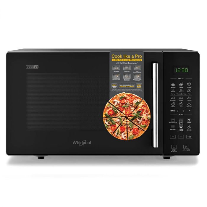 Whirlpool 20L Convection Microwave Oven with Smart Fry & 118 IntelliCook Menus (Black,Zero Oil Cooking, Stainless Steel Cavity, Feather Touch Control)- 50051