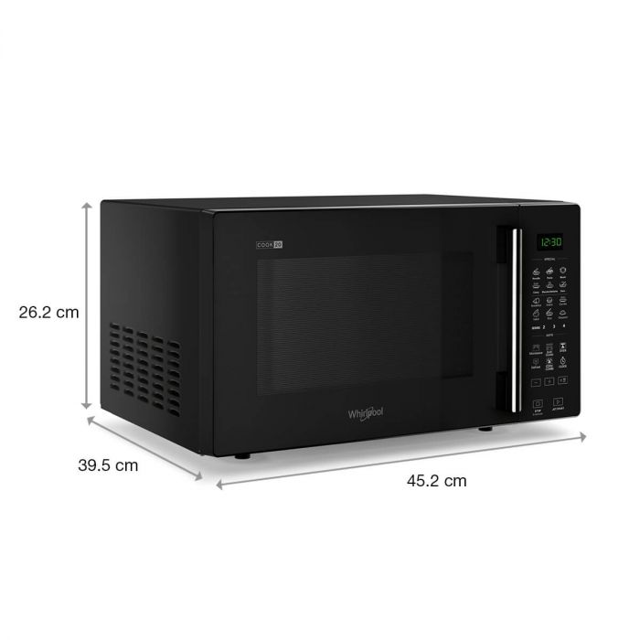 Whirlpool 20L Convection Microwave Oven with Smart Fry & 118 IntelliCook Menus (Black,Zero Oil Cooking, Stainless Steel Cavity, Feather Touch Control)- 50051