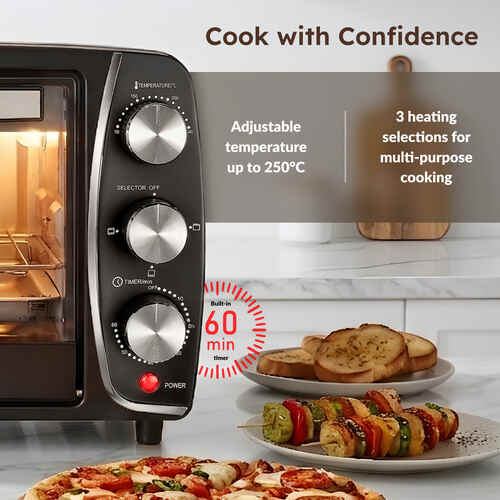 Prestige Oven Toaster Griller 16L with Barbeque Rack & Skewers (POTG 16A) | Stainless Steel Built-in OTG | 3 Function Controls & 60-Min Timer | Non-Induction Base-42341