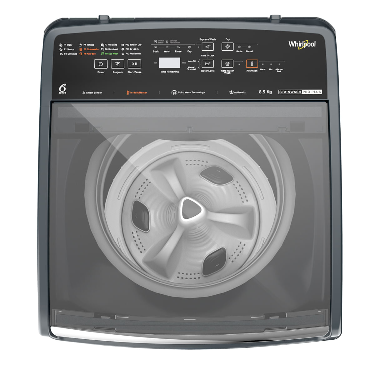 Whirlpool 8.5 kg 5 Star Fully Automatic Top Load Washing Machine (Stainwash Pro Plus,In-built Heater, Midnight Grey)-31639