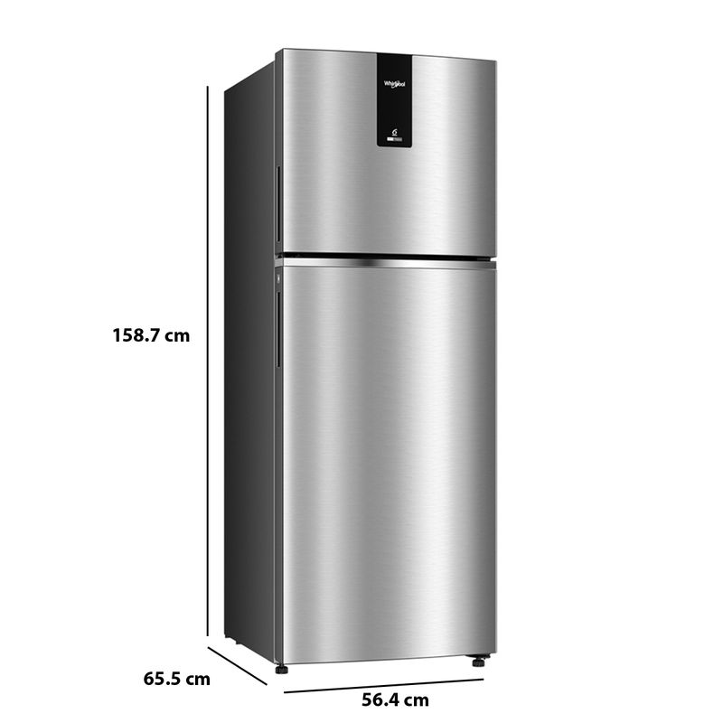 Whirlpool 235L 2-Star Frost Free Double Door Refrigerator | 6th Sense DeepFreeze Technology | Microblock Bacterial Protection | Honeycomb Crisper | Fixed Speed Compressor| Auto-Inverter Connect- (Titan Steel, 22099)