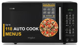Whirlpool 20L Convection Microwave Oven with Smart Fry & 118 IntelliCook Menus (Black,Zero Oil Cooking, Stainless Steel Cavity, Feather Touch Control)- 50051