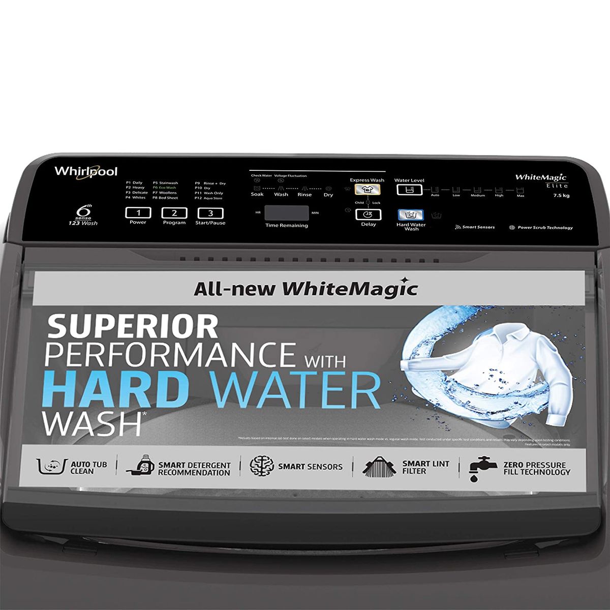 Whirlpool 7.5 Kg 5 Star Fully-Automatic Top Loading Washing Machine (WHITEMAGIC ELITE 7.5, Grey, Hard Water Wash) -31370