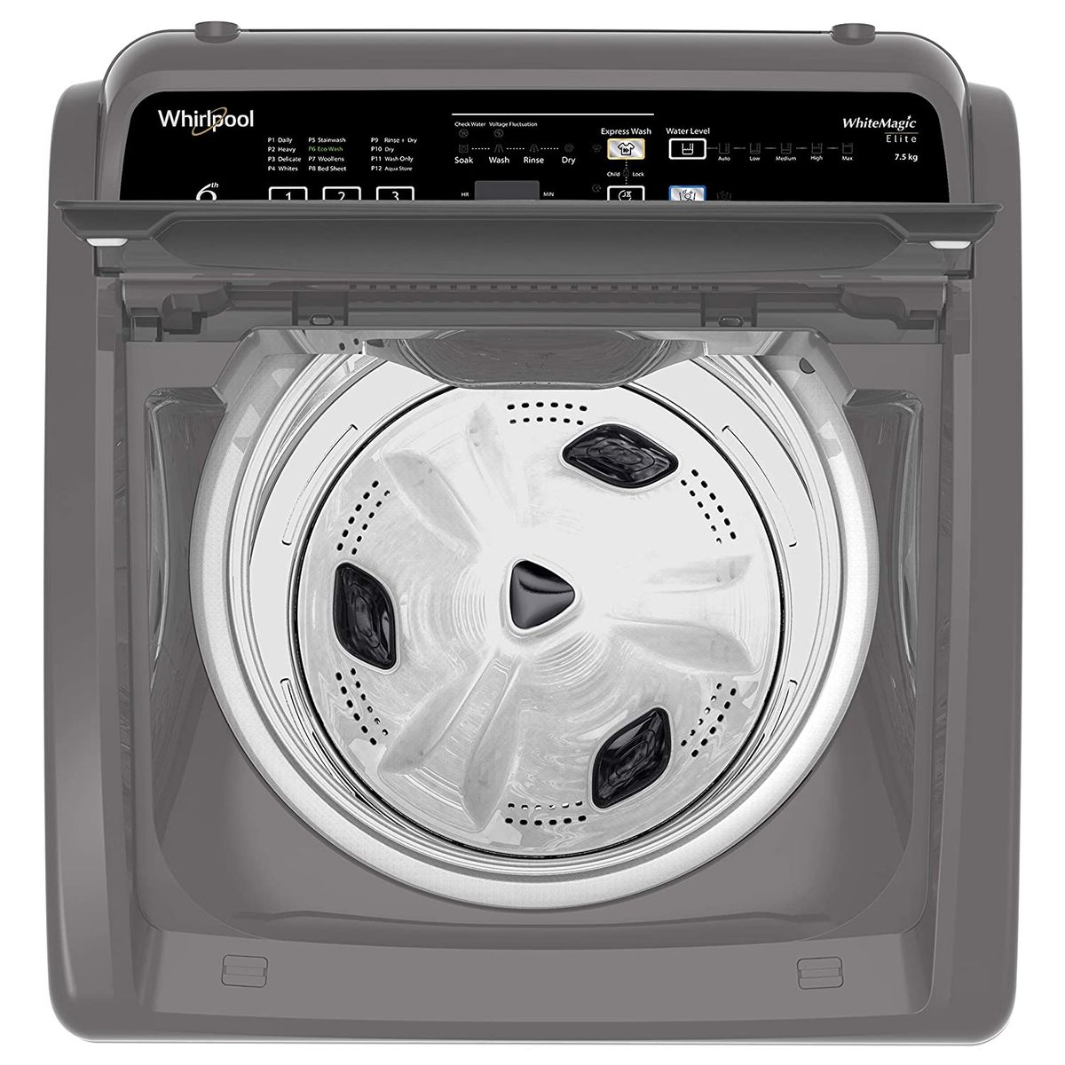Whirlpool 7.5 Kg 5 Star Fully-Automatic Top Loading Washing Machine (WHITEMAGIC ELITE 7.5, Grey, Hard Water Wash) -31370