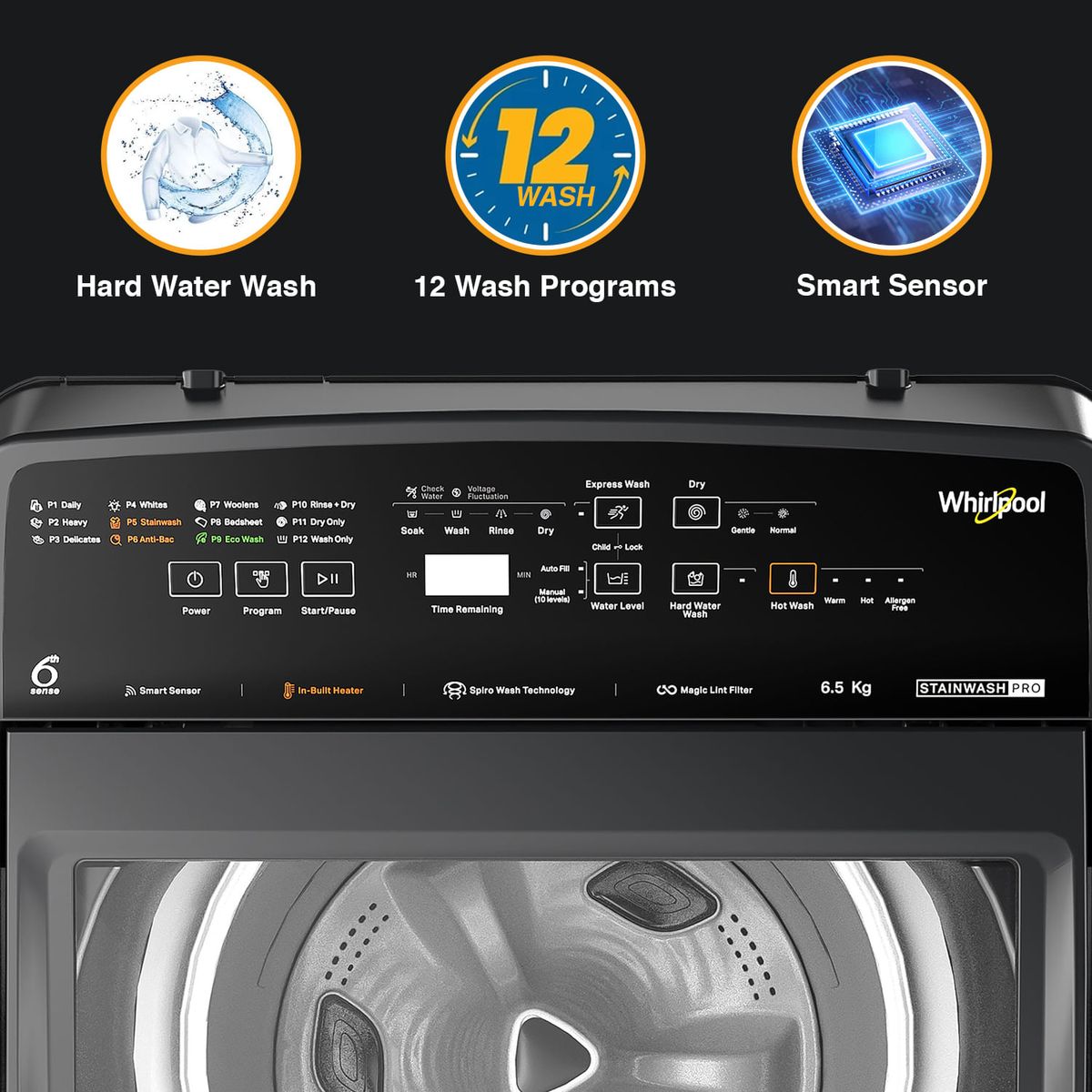 Whirlpool 7.5 Kg 5 Star Fully-Automatic Top Loading Washing Machine (WHITEMAGIC ELITE 7.5, Grey, Hard Water Wash) -31370