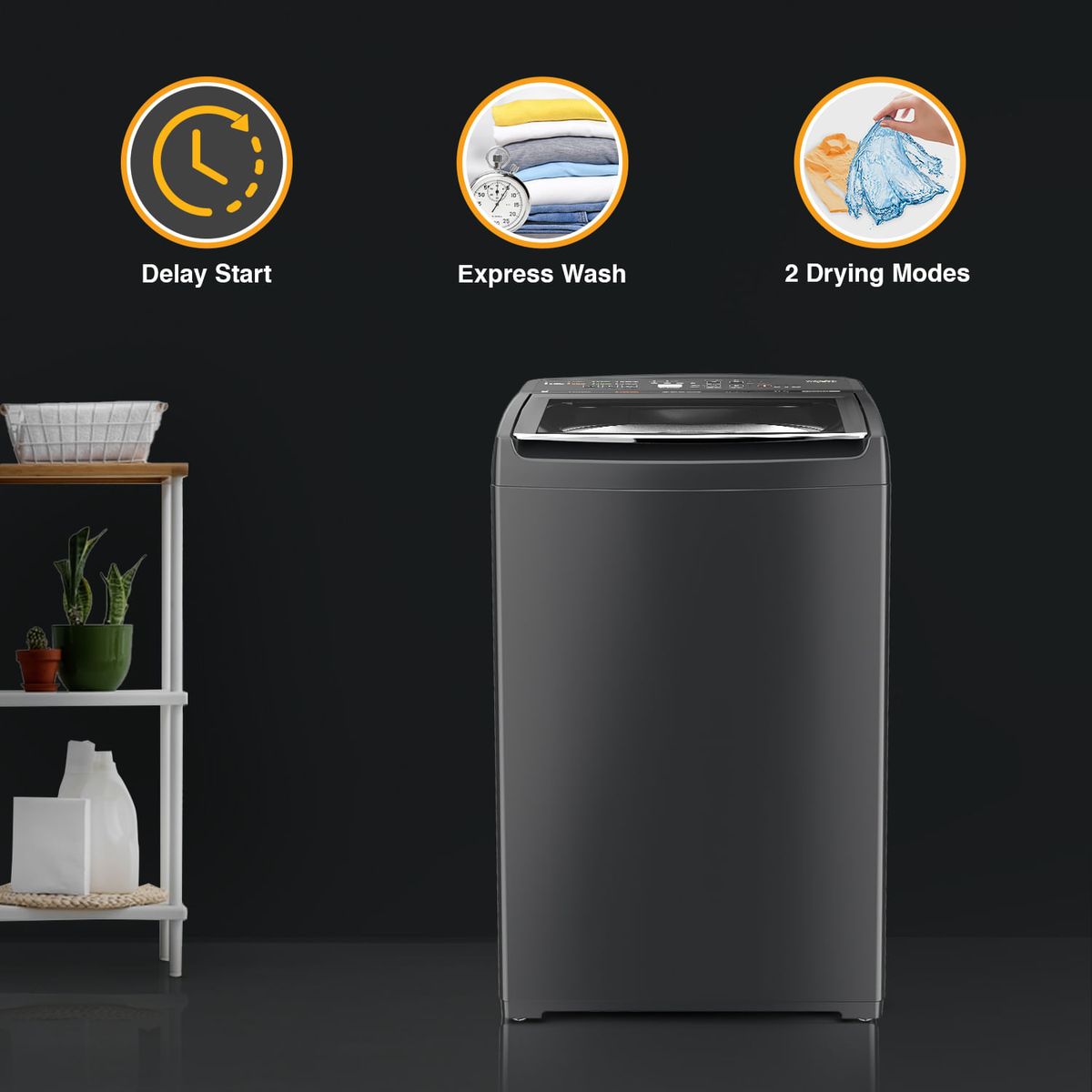 Whirlpool 7.5 Kg 5 Star Fully-Automatic Top Loading Washing Machine (WHITEMAGIC ELITE 7.5, Grey, Hard Water Wash) -31370