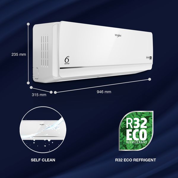 Whirlpool 1.5 Ton 5 Star Inverter Split AC (Copper Condenser, 6th Sense Technology, Xpand 5-in-1 Convertible, R32 Refrigerant, White, 1.5T 5-Star Glossy Finish)-41487