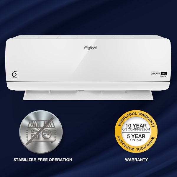 Whirlpool 1.5 Ton 5 Star Inverter Split AC (Copper Condenser, 6th Sense Technology, Xpand 5-in-1 Convertible, R32 Refrigerant, White, 1.5T 5-Star Glossy Finish)-41487