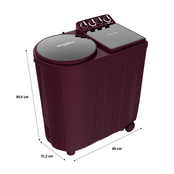 Whirlpool 8.5 Kg 5 Star Semi-Automatic Washing Machine with Turbo Dry Technology & Rat Mesh (Wine Dazzle, 30351)