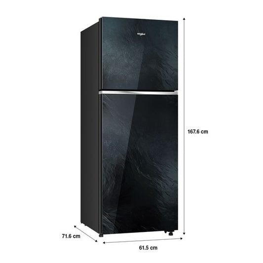 Whirlpool 308L 3 Star Frost-Free Double Door Refrigerator with Convertible Modes and 6th Sense Nutri Lock Technology-Black Glass (22213)
