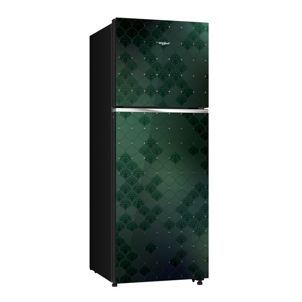 Whirlpool 235L, 2 Star Frost-Free Double Door Refrigerator with 6th Sense DeepFreeze Technology, Auto-Connect to Home Inverter, and Toughened Glass Shelves - Swarna Emerald (22222)
