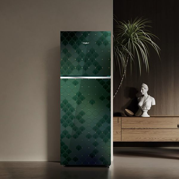Whirlpool 235L, 2 Star Frost-Free Double Door Refrigerator with 6th Sense DeepFreeze Technology, Auto-Connect to Home Inverter, and Toughened Glass Shelves - Swarna Emerald (22222)