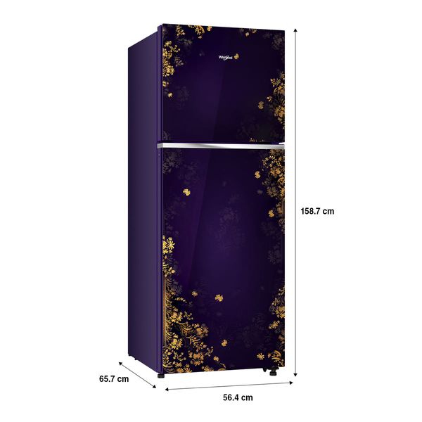 Whirlpool 235 L, 2 Star Frost Free Double Door Refrigerator with Toughened Glass Shelves, Purple (Karigari)-22224