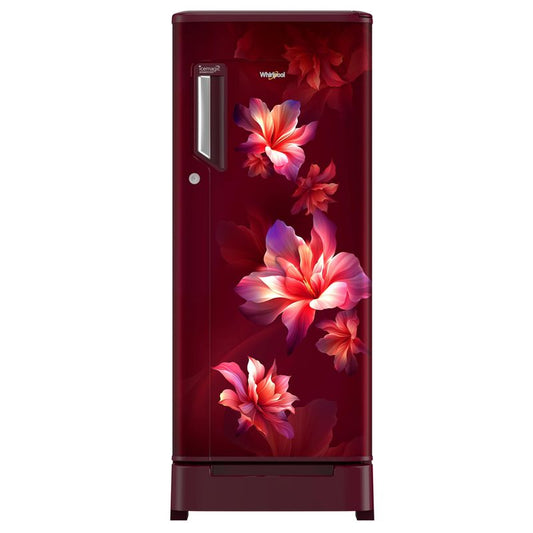 Whirlpool 192L 3 Star Direct Cool Single Door Refrigerator | Non-Inverter | Base Drawer | Wine Pattern Finish- 73378