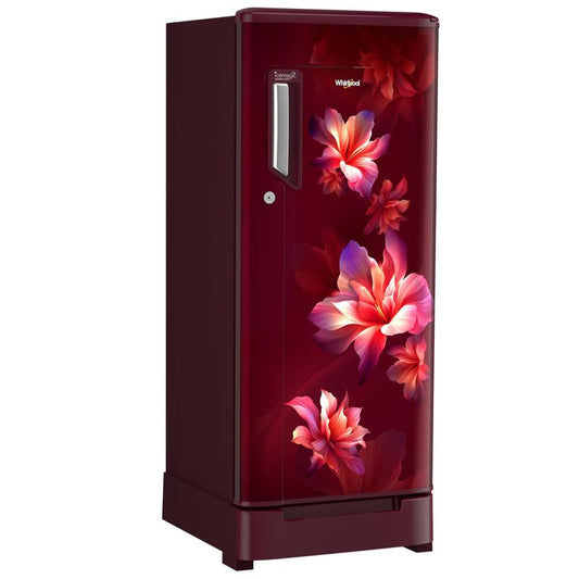 Whirlpool 192L 3 Star Direct Cool Single Door Refrigerator | Non-Inverter | Base Drawer | Wine Pattern Finish- 73378