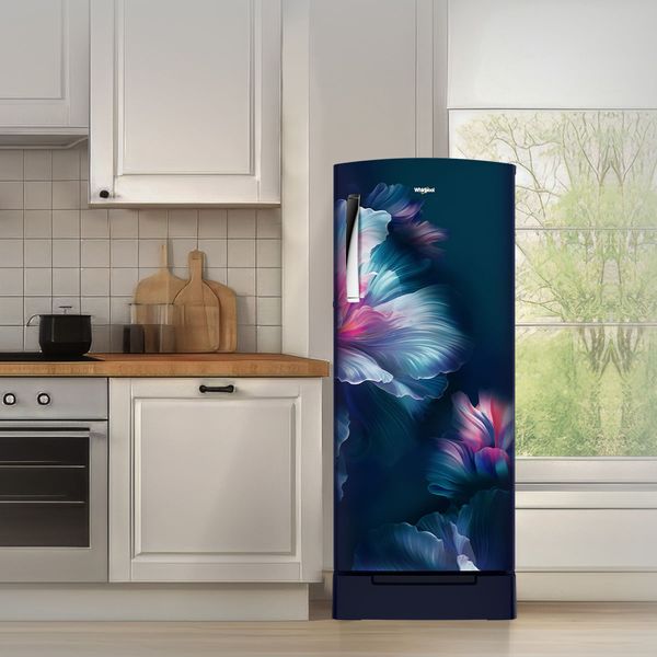 Whirlpool 236 L 5-Star Direct Cool Single Door Refrigerator with Intellisense Inverter, Auto Defrost, Base Drawer, and 4-in-1 Cooling Modes-(Blue Velvet, 73760)