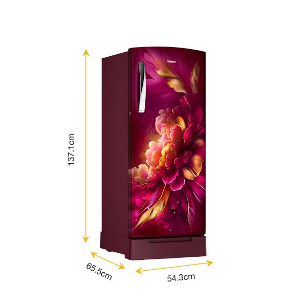 Whirlpool 192 L 3-Star Direct Cool Single Door Refrigerator With Base Drawer, Toughened Glass Shelves, 12-Hour Milk Preservation-(Wine Infinity Red,73678)