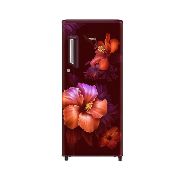 Whirlpool 184L 1-Star Direct Cool Single Door Refrigerator | Toughened Glass Shelves | Home Inverter Connect | Faster Ice Making & 12-Hour Cooling Retention | External Handle with Lock, Wine Spring-73581
