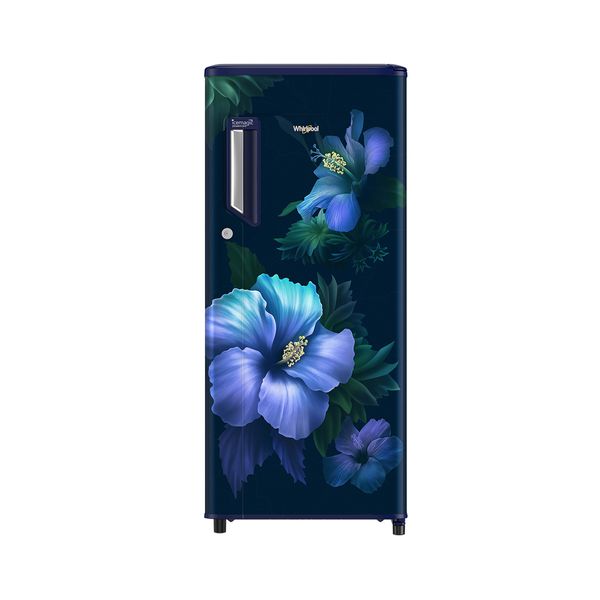 Whirlpool 184L 1-Star Direct Cool Single Door Refrigerator | Toughened Glass Shelves | Home Inverter Connect | Faster Ice Making & 12-Hour Cooling Retention | External Handle with Lock, Sapphire Spring Blue-73580