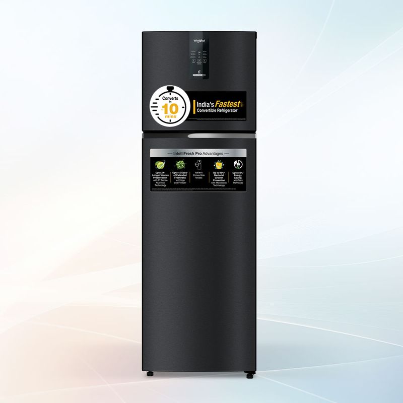 Whirlpool 235 L 2 Star Frost Free Double Door Refrigerator Gravity Black Finish | Frost Free Cooling | Convertible Mode | Inverter Compressor | Toughened Glass Shelves | Portable Ice Twister | External UI Display | Auto Connect to Home Inverter-22340