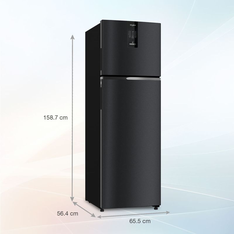 Whirlpool 235 L 2 Star Frost Free Double Door Refrigerator Gravity Black Finish | Frost Free Cooling | Convertible Mode | Inverter Compressor | Toughened Glass Shelves | Portable Ice Twister | External UI Display | Auto Connect to Home Inverter-22340