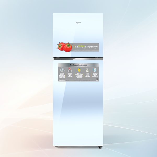 Whirlpool 235L 2-Star Frost-Free Double Door Refrigerator (22329, Crystal Mirror Glass Finish) | 6th Sense DeepFreeze Technology | Auto Connect to Home Inverter