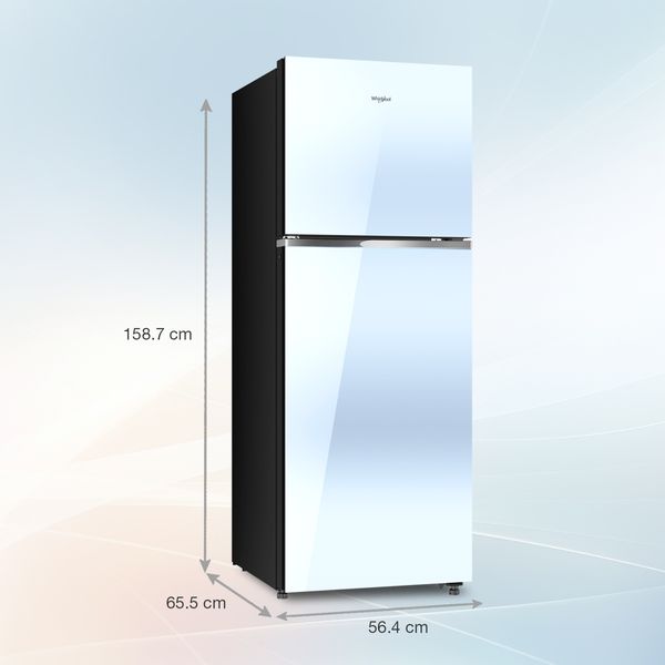 Whirlpool 235L 2-Star Frost-Free Double Door Refrigerator (22329, Crystal Mirror Glass Finish) | 6th Sense DeepFreeze Technology | Auto Connect to Home Inverter