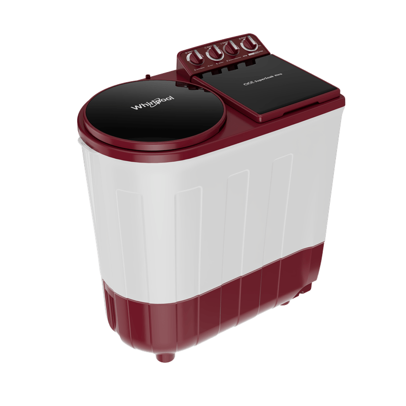 Whirlpool 8 Kg 5 Star Semi-Automatic Top Load Washing Machine (Coral Red, Super Soak Technology, 1400 RPM Spin Speed, Plastic Tub, Turbo Lint Filter, Wheel Support)-30360