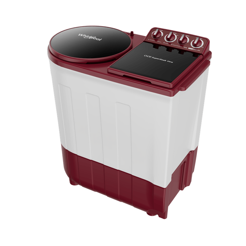 Whirlpool 8 Kg 5 Star Semi-Automatic Top Load Washing Machine (Coral Red, Super Soak Technology, 1400 RPM Spin Speed, Plastic Tub, Turbo Lint Filter, Wheel Support)-30360