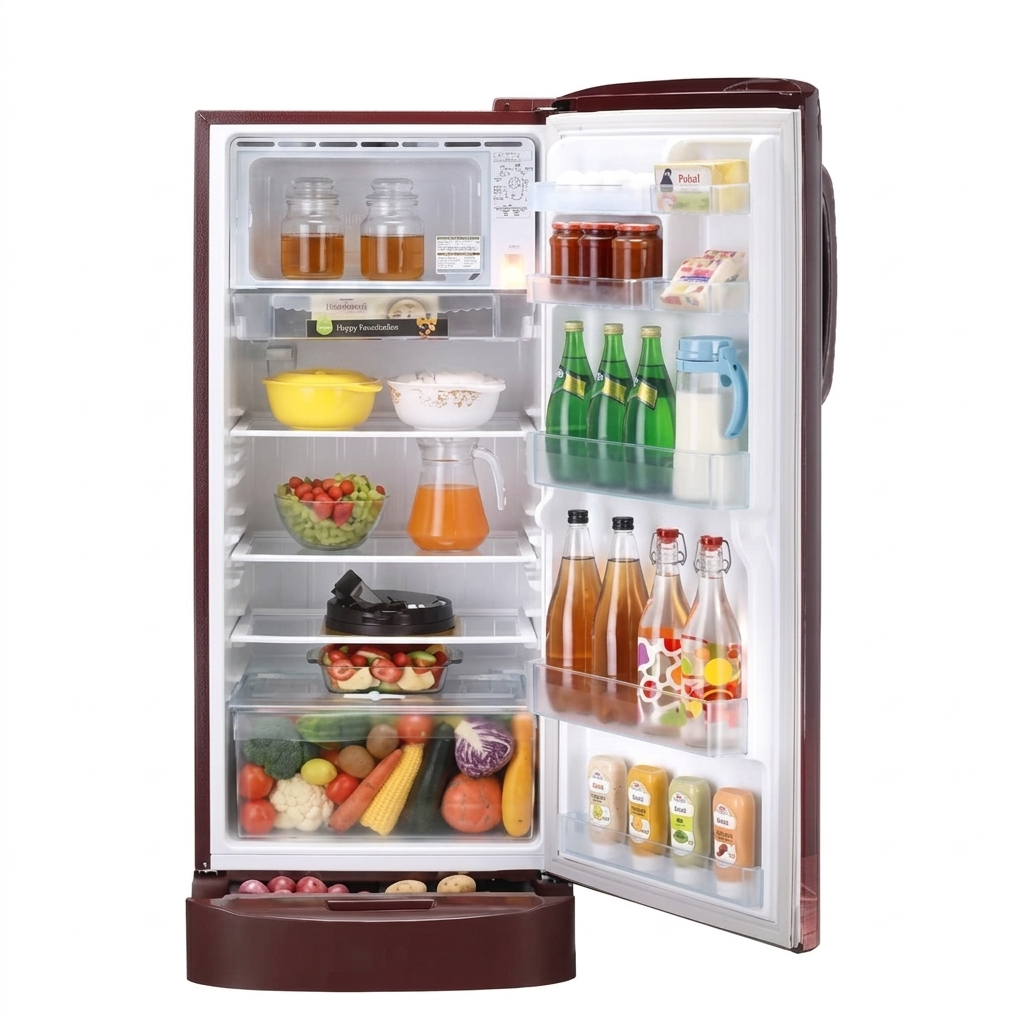 LG 224L 5-Star Direct Cool Single Door Refrigerator – Toughened Glass Shelves, Base Stand with Drawer, Stabilizer Free Operation, R-600A Refrigerant, Energy Efficient 118 kWh Annual Consumption-(GL-D2356ZARW, Red Water Lily)