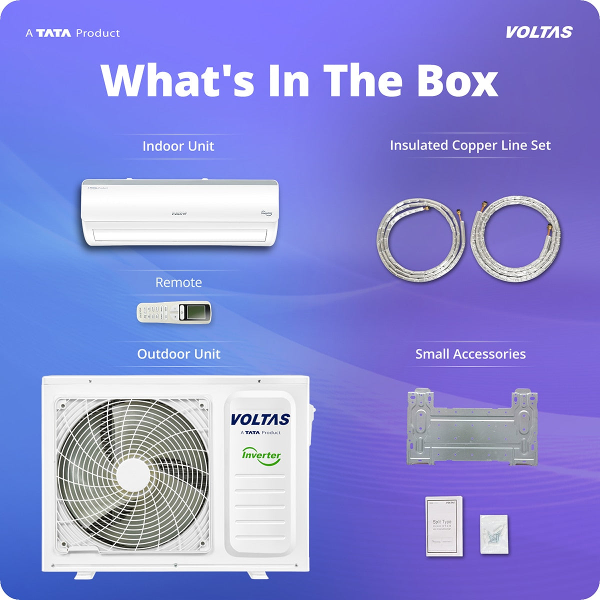 Voltas 1.5 Ton 5 Star Inverter Split AC (185INV Vertis Elite) | 6 Step Adjustable Mode, 5050W Cooling, 100% Copper, 4-Way Swing, Ice Wash Technology, Anti-Corrosive Gold Fin, High Ambient Cooling up to 52°C