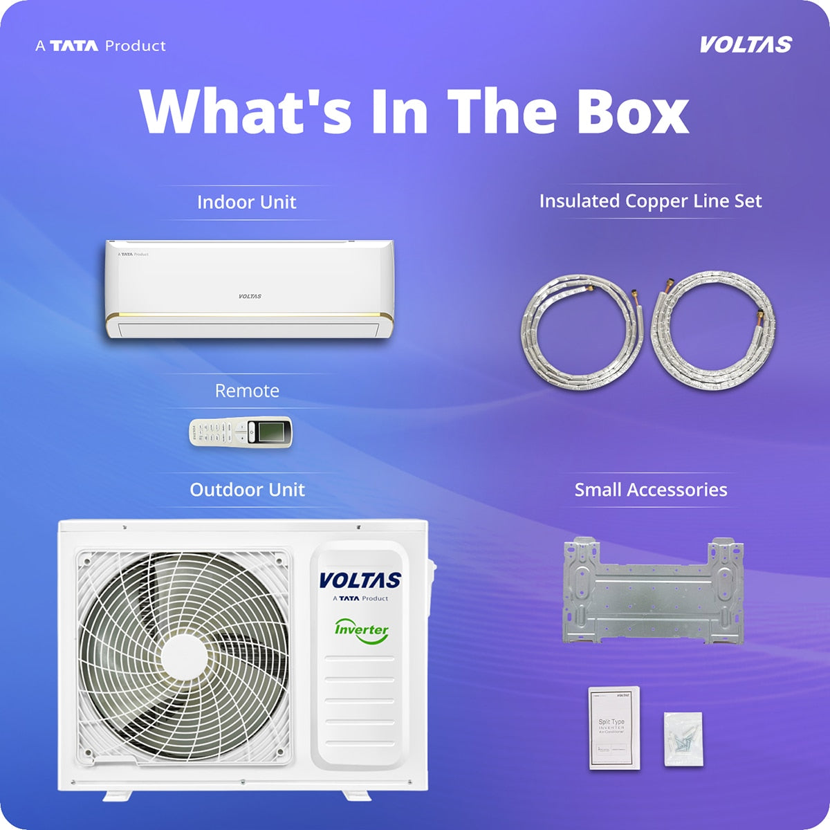 Voltas 1.5 Ton 3 Star Inverter Split AC (183 Vertis Zenith Gold, 4504086) | 6 Step Adjustable Mode, 5100W Cooling, 100% Copper, 4-Way Swing, Ice Wash & Turbo Tech, Hydrophilic Gold Fin Coating, Super Silent Mode