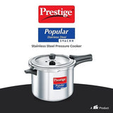 Prestige Popular Svachh Stainless Steel Pressure Cooker, 7.5 Litre - Spillage Control Outer Lid, Durable SS Body, Model: 20174 (Non-Induction Base)