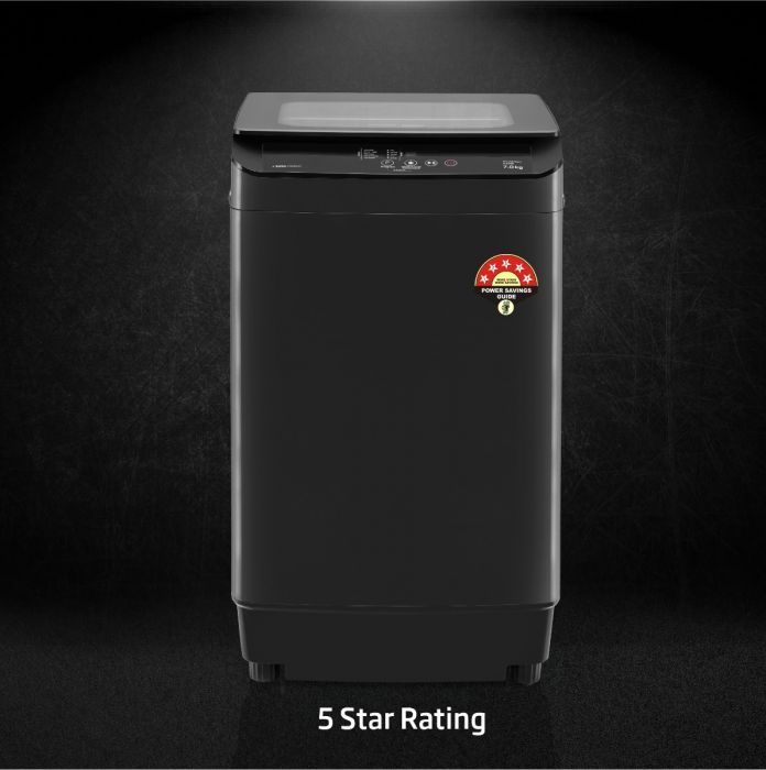Voltas Beko 7.0 Kg Fully Automatic Top Load Washing Machine (WTL70UPGC/SPCPOF, Dark Grey) | Double Waterfall | Monsoon Dry | IPX4 Touch Panel | Eco Water Reuse | Soft Close Glass Lid | Rust Free Plastic Body