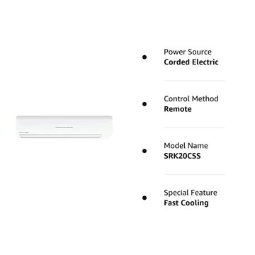 Mitsubishi Heavy 1.6 Ton 3 Star Fixed Speed Split AC (Copper Condenser, R-410a Refrigerant, White) - Powerful 5925W Cooling with Jet Air Flow & Anti-Bacterial Filter for Rooms up to 150 Sq. Ft-SRK20CSS-S6